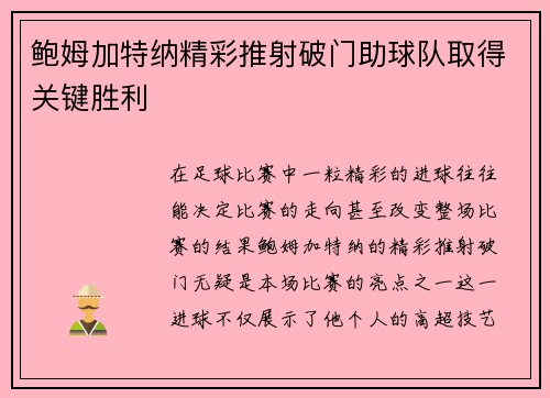 鲍姆加特纳精彩推射破门助球队取得关键胜利 鲍姆加特纳精彩推射破门助球队取得关键胜利